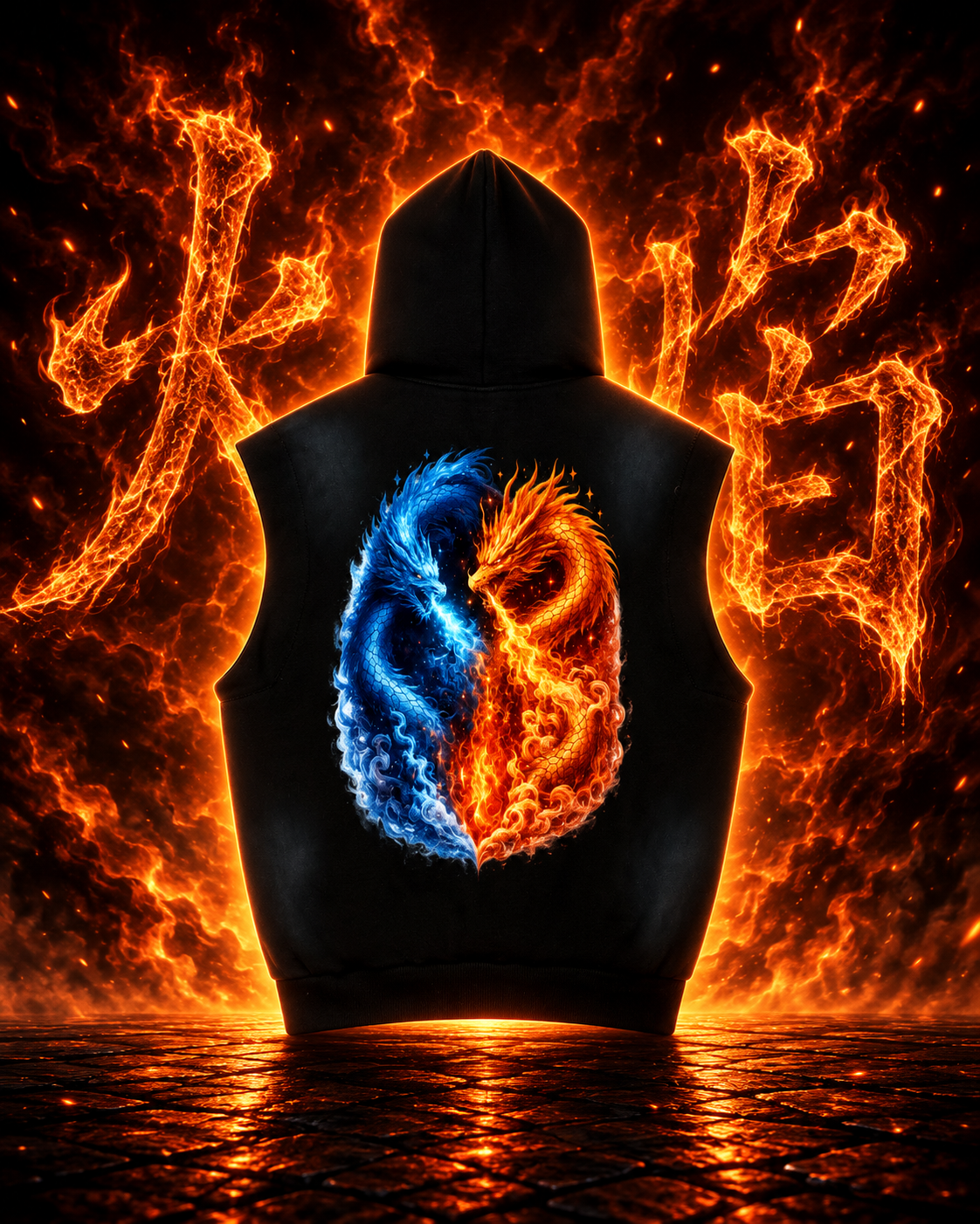 Dragons Flame Sleeveless Hoodie